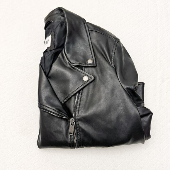 GAP Black Faux Leather Motorcycle Jacket Size XL - Picture 9 of 9